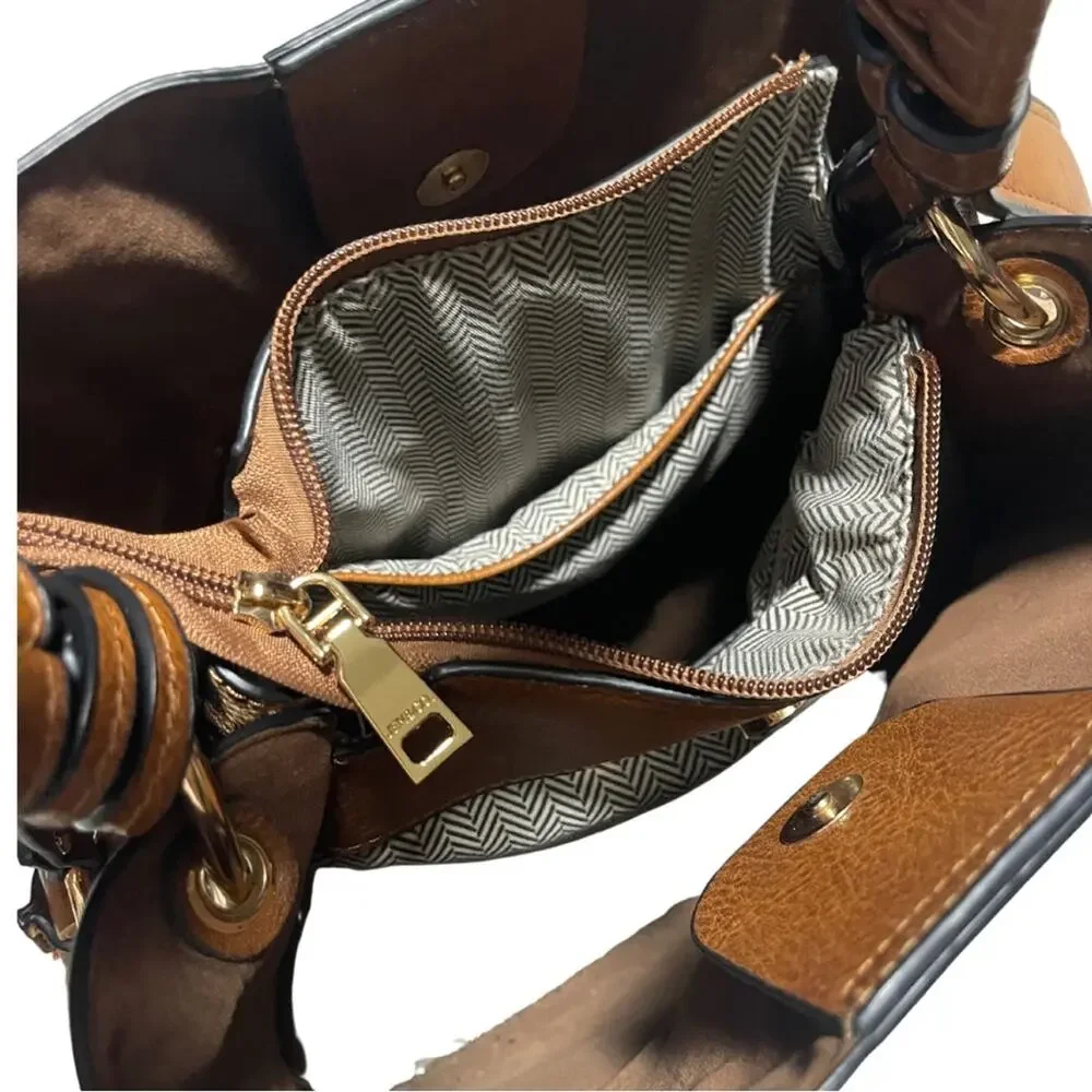 Jen & Co olivia animal print sides hobo with crossbody strap. Vegan. NWOT